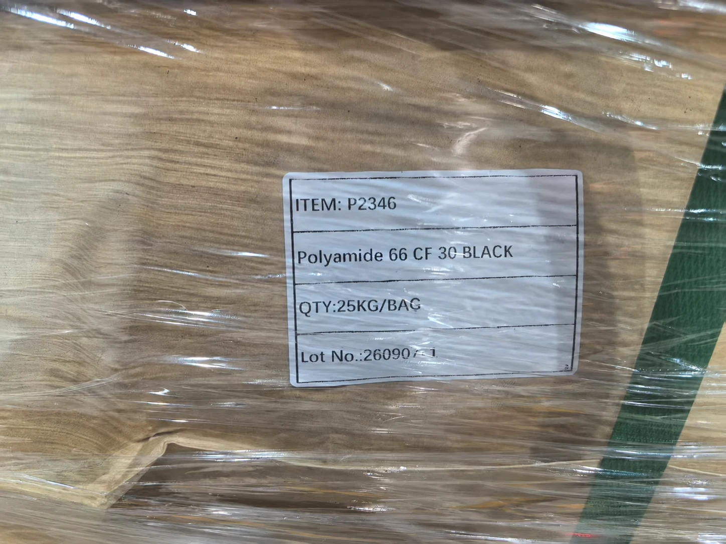PA66 CF30 BLACK packaging label: item P2346, 25 kg per bag